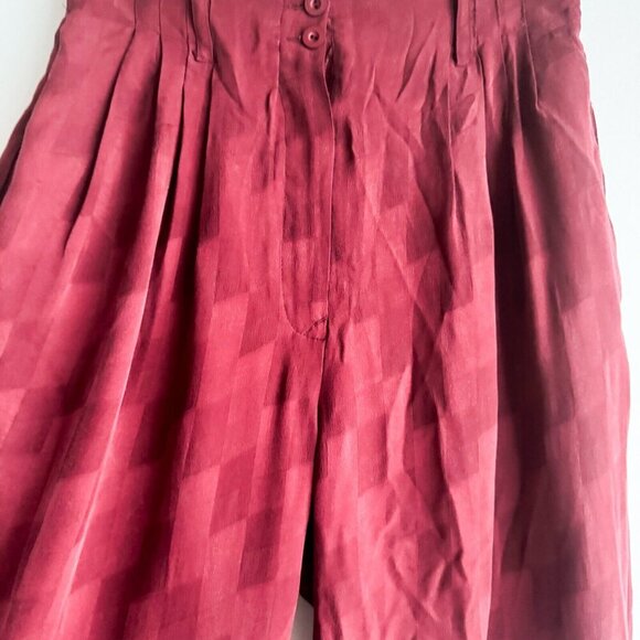 Vintage Silk Bugundy Pants - Picture 2 of 5